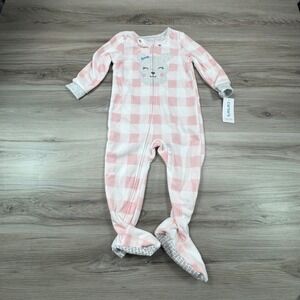 Carters Pink White lamb Plaid Footie Pajamas Sleepers 24 Months